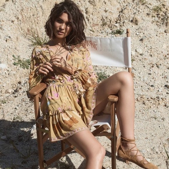 LAST!! New Boho Fall  Floral Long Sleeve Dress - Picture 5 of 6